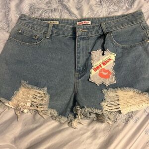 Hot Kiss Blue Distressed Jean Shorts